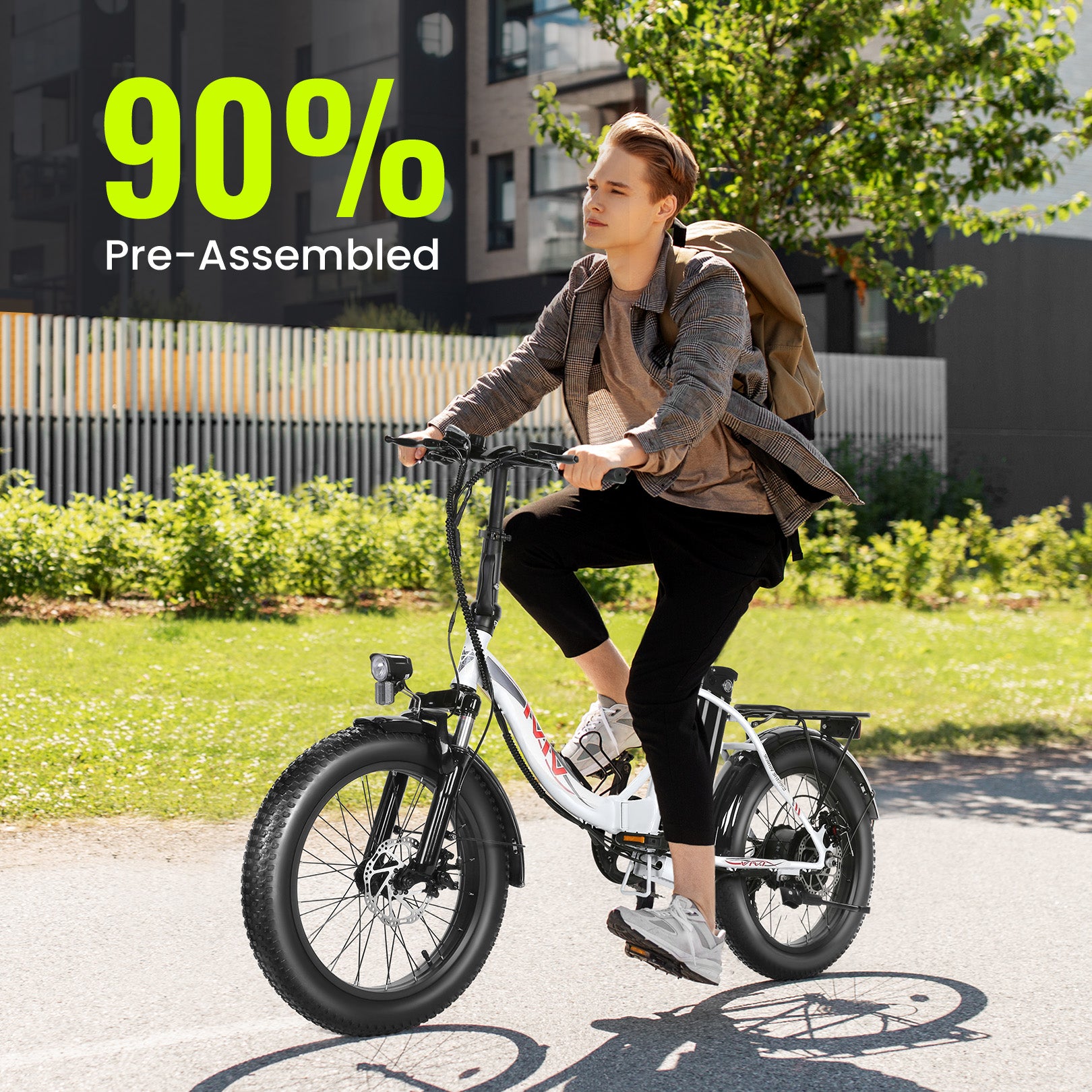 VIVI Electric Bike Commuter 3.0" Fat Tire Folding Electric Bike