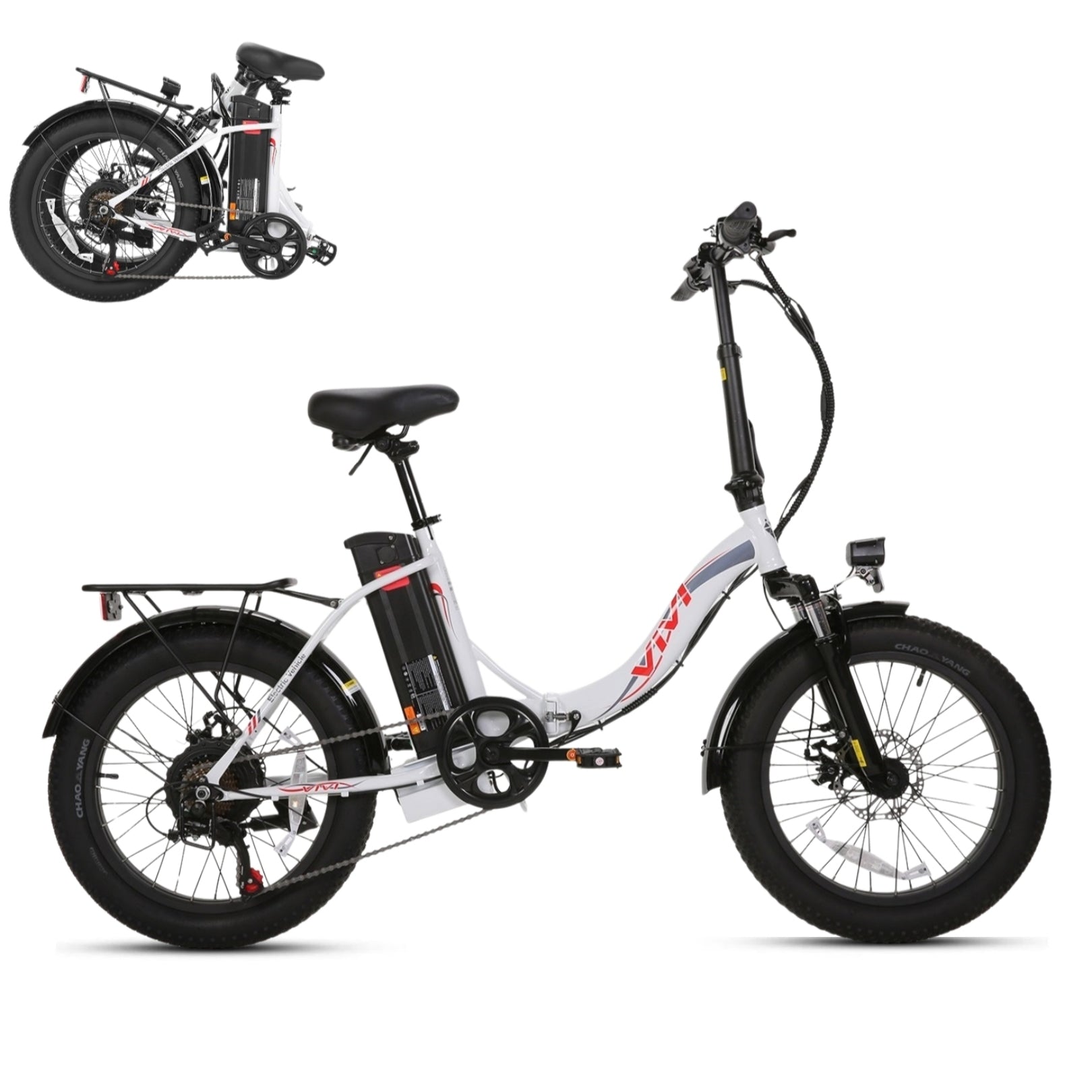VIVI Electric Bike Commuter 3.0" Fat Tire Folding Electric Bike