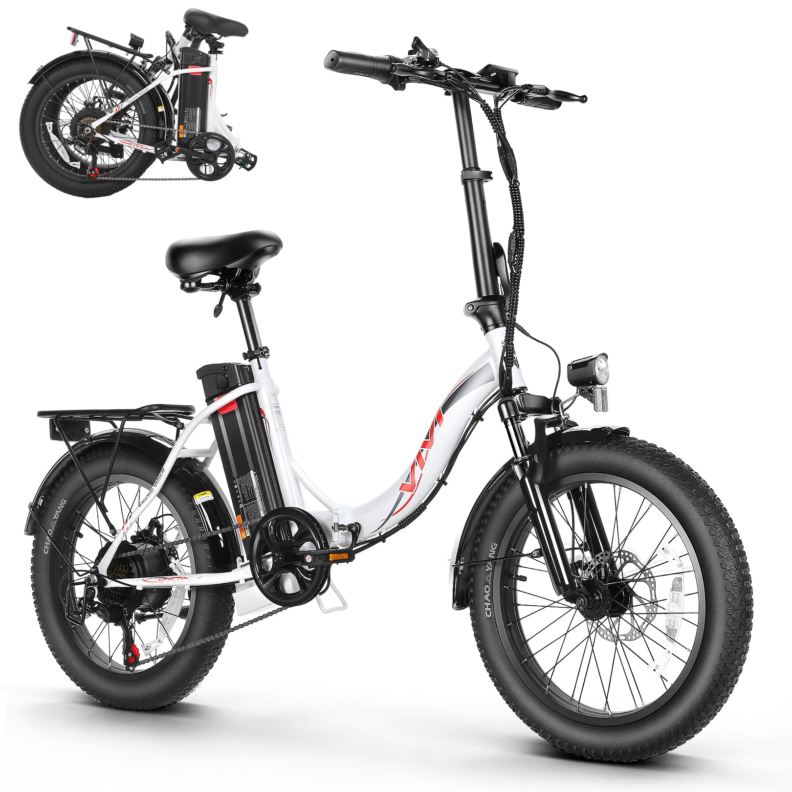 VIVI Electric Bike Commuter 3.0" Fat Tire Folding Electric Bike