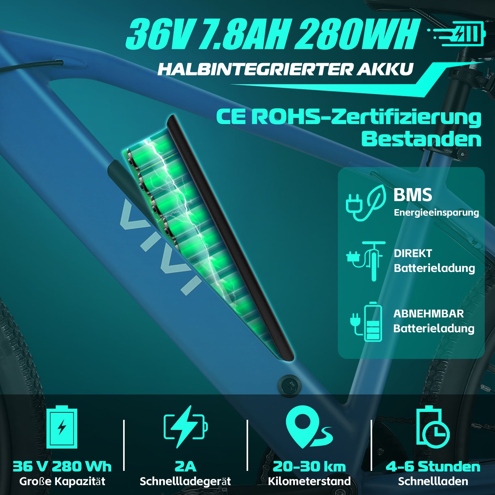 VIVI Elelctric Bike Commuter Hardtail Electric Mountain Bike