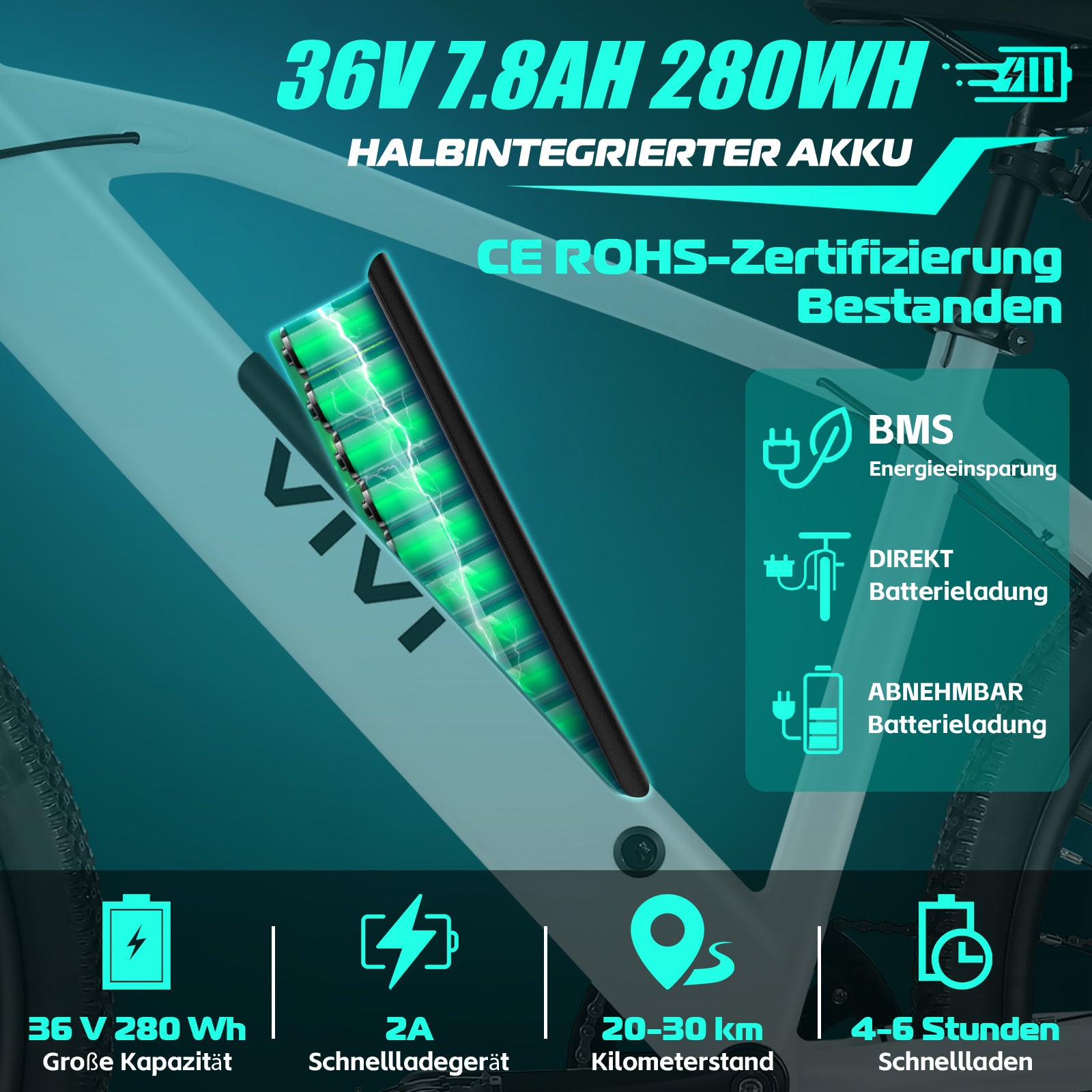 VIVI Elelctric Bike Commuter Hardtail Electric Mountain Bike