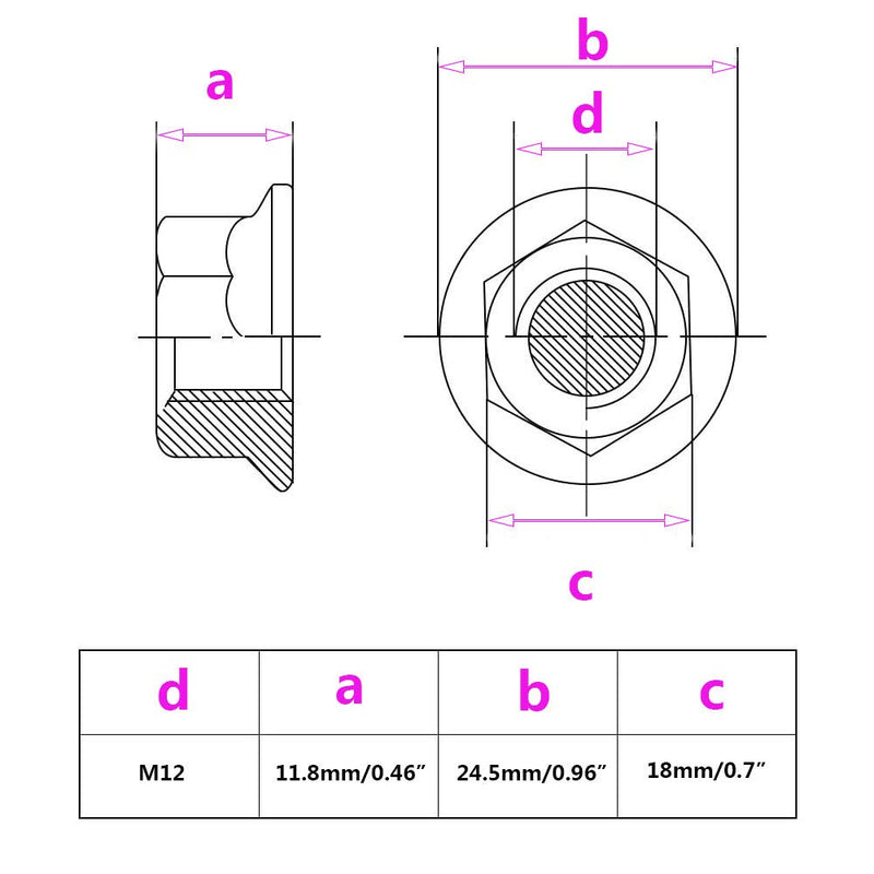 VIVI Bike Universal Flange Nut M12-1.75mm Serrated Hex Nuts