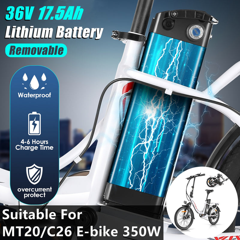 VIVI HA030-05 36V 17,5Ah lithiumbatteri til MT20/C26 350W E-cykel
